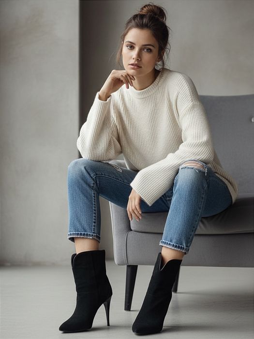 Ботильоны из натуральной замши на шпильках