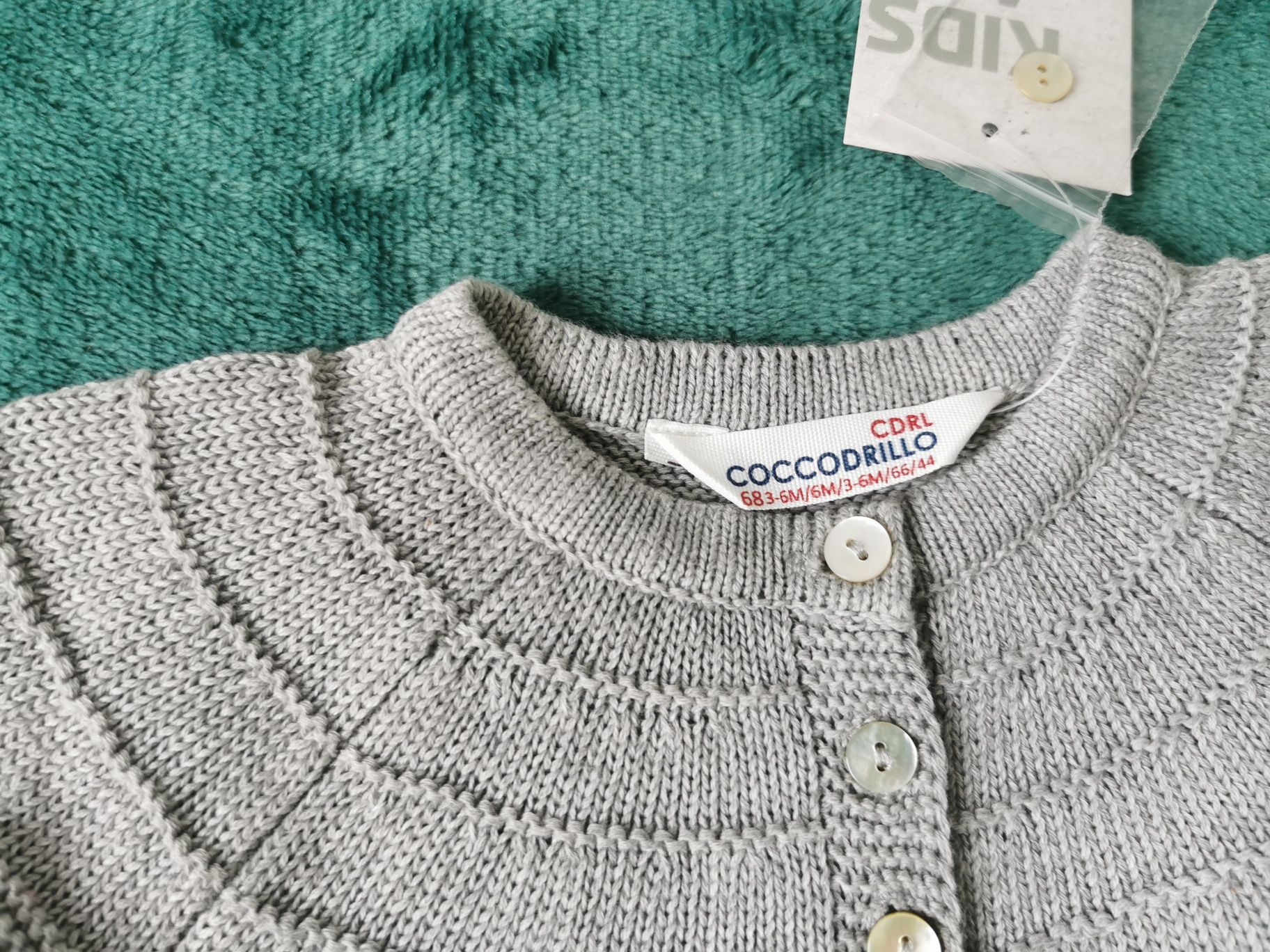 Szary rozpinany sweterek dziewczęcy Cocodrillo Nowy z metką 68