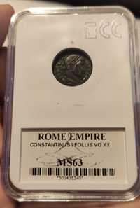 Rzym - Konstantyn I - Follis Rok 320-324-VOT XX - MS 63! Piękna moneta