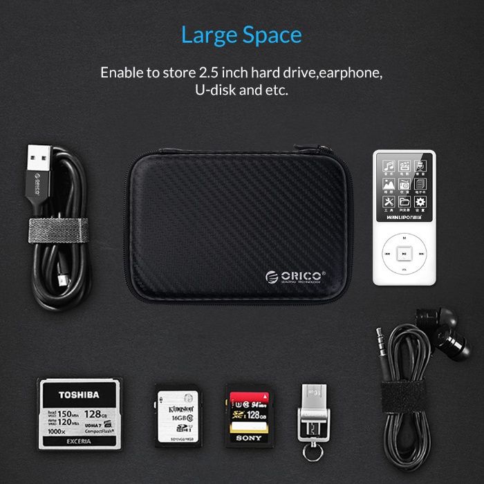 ORICO twarde etui na HDD 2,5",PowerBank,Słuchawki,Ładowarka itp.