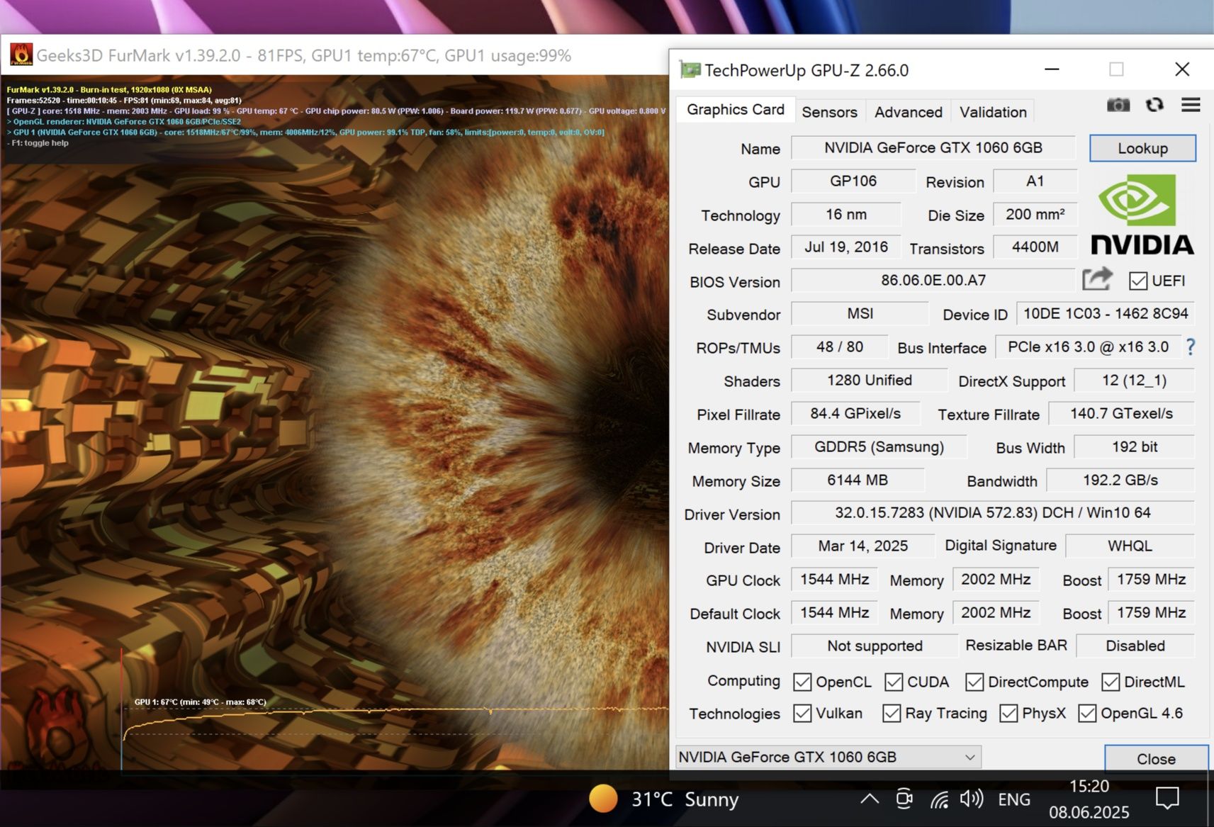 MSi GTX 1060 6gb 6GT OCV1