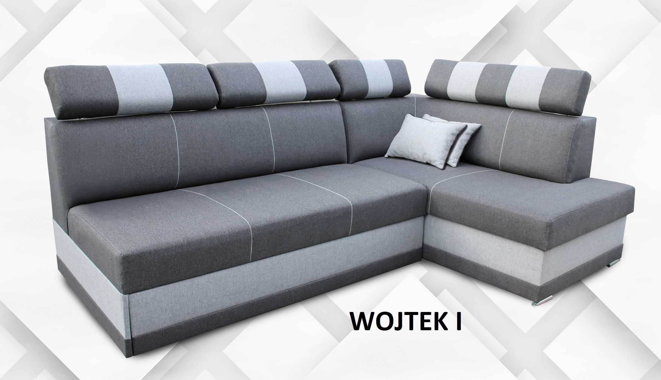 Nowy Sofa Narożnik Wojtek ,Sprężyny Bonell, Duży schowek, Pod wymiar