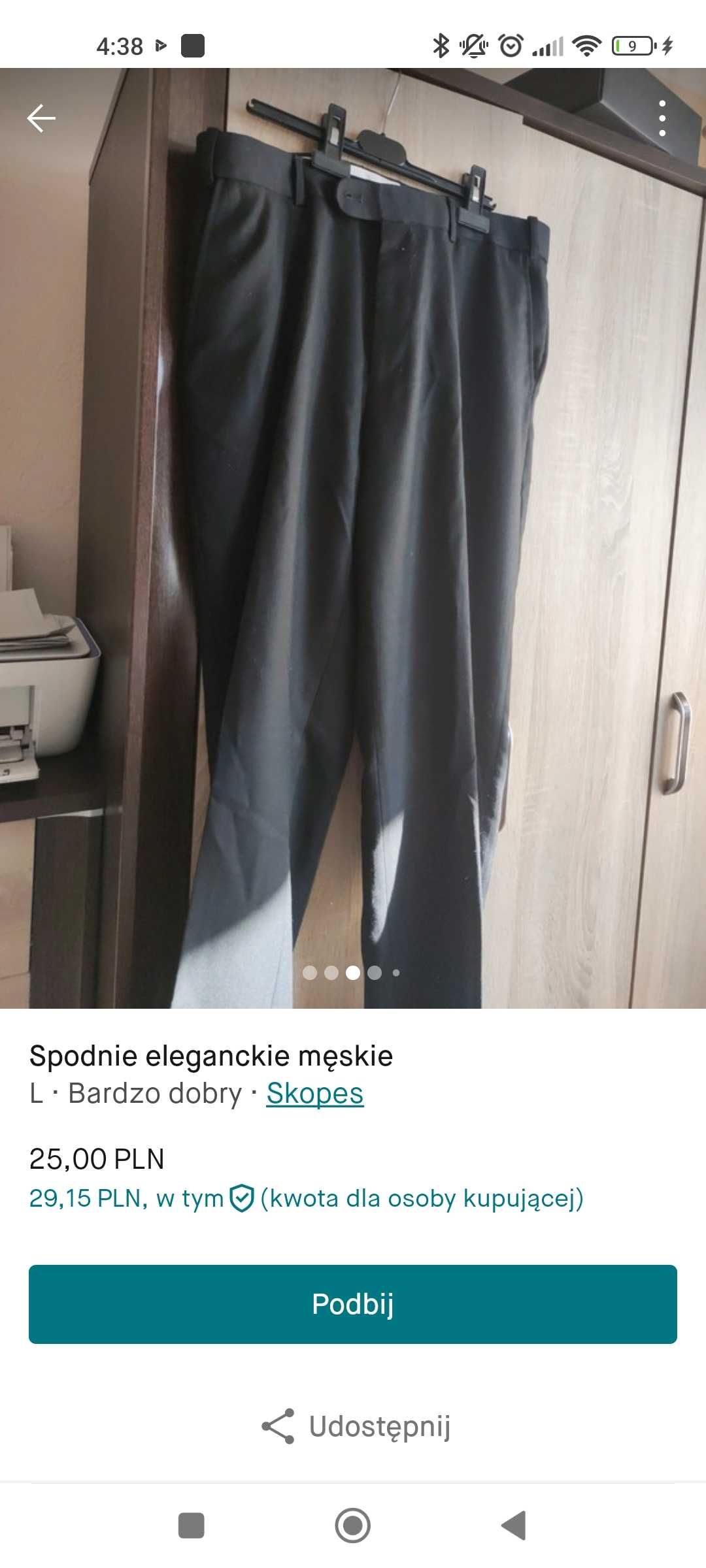 Spodnie męskie garniturowe czarne