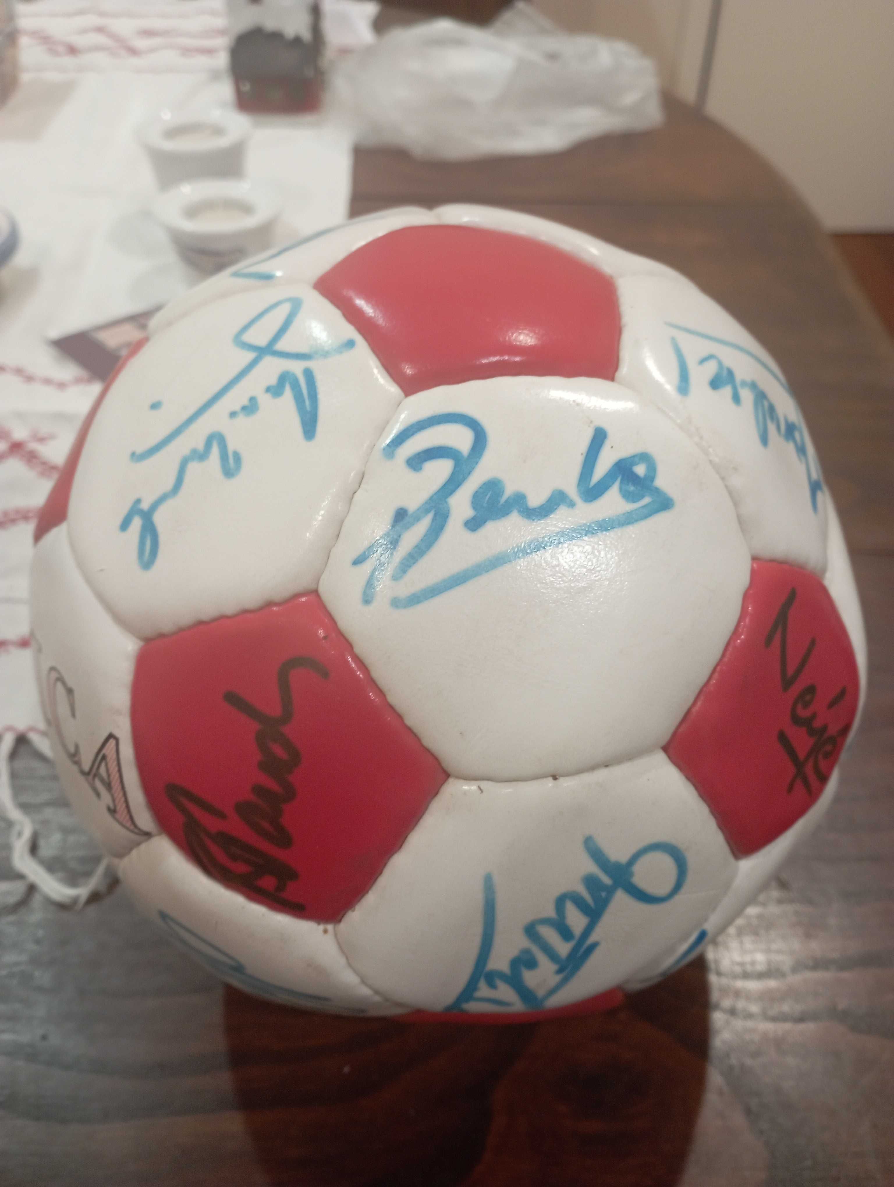 Bola oficial Benfica 1994/1995 autografada: equipa técnica e jogadores