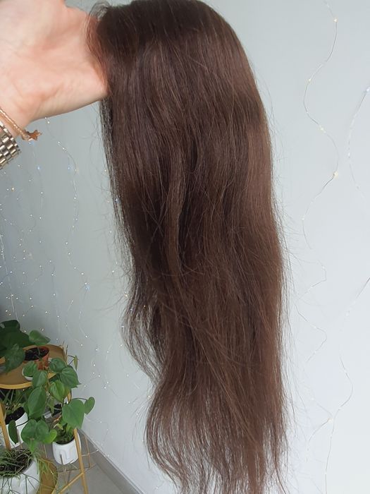 Tupet z włosów naturalnych długi brąz Anna 50 cm