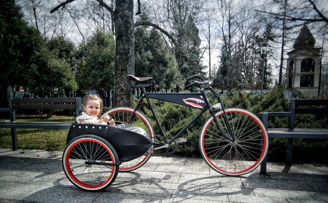 Rower miejski z wózkiem bocznym retro custom