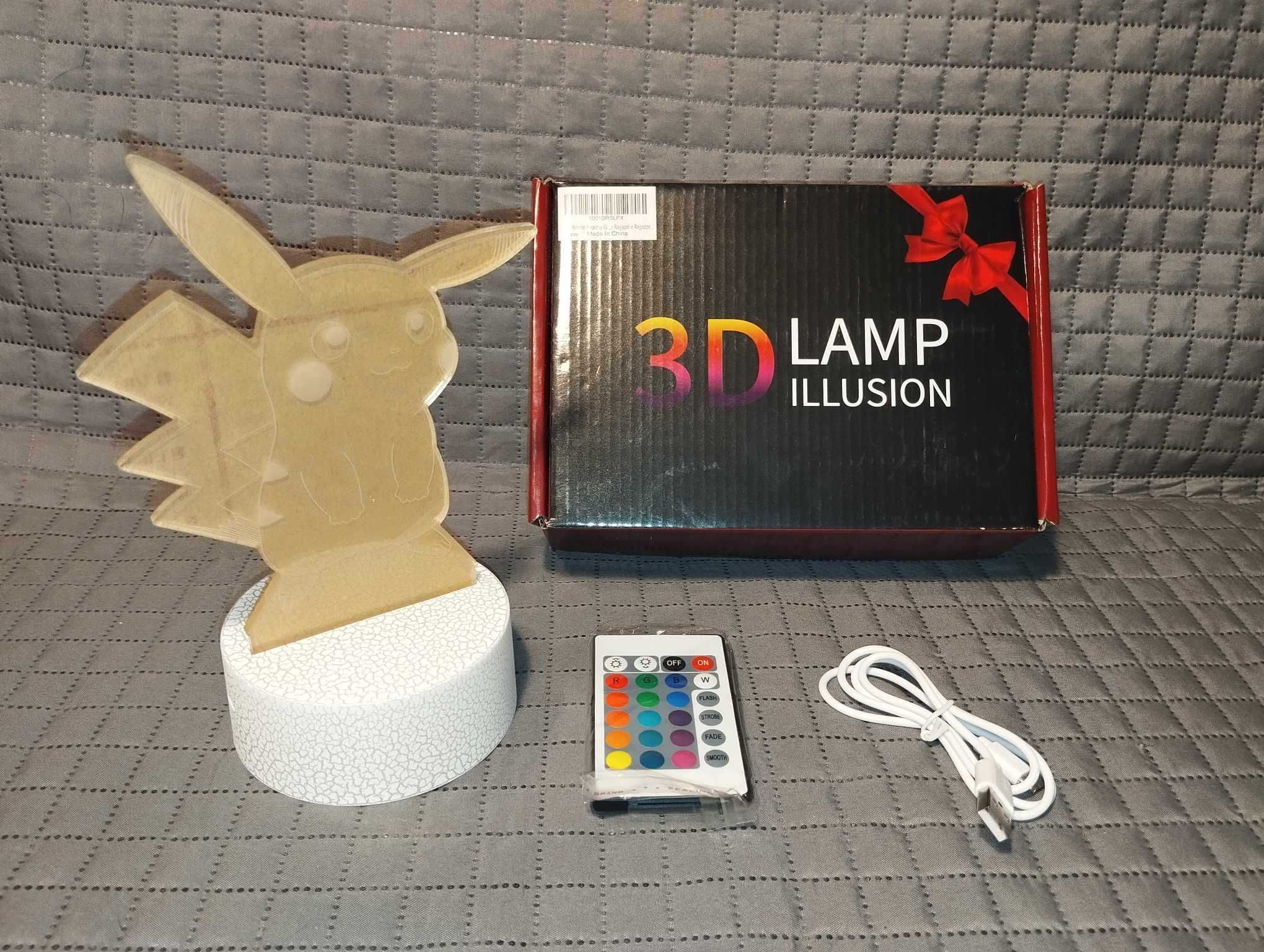 Lampka - Lampa - LED RGB 3D - Pokemon - Pikachu