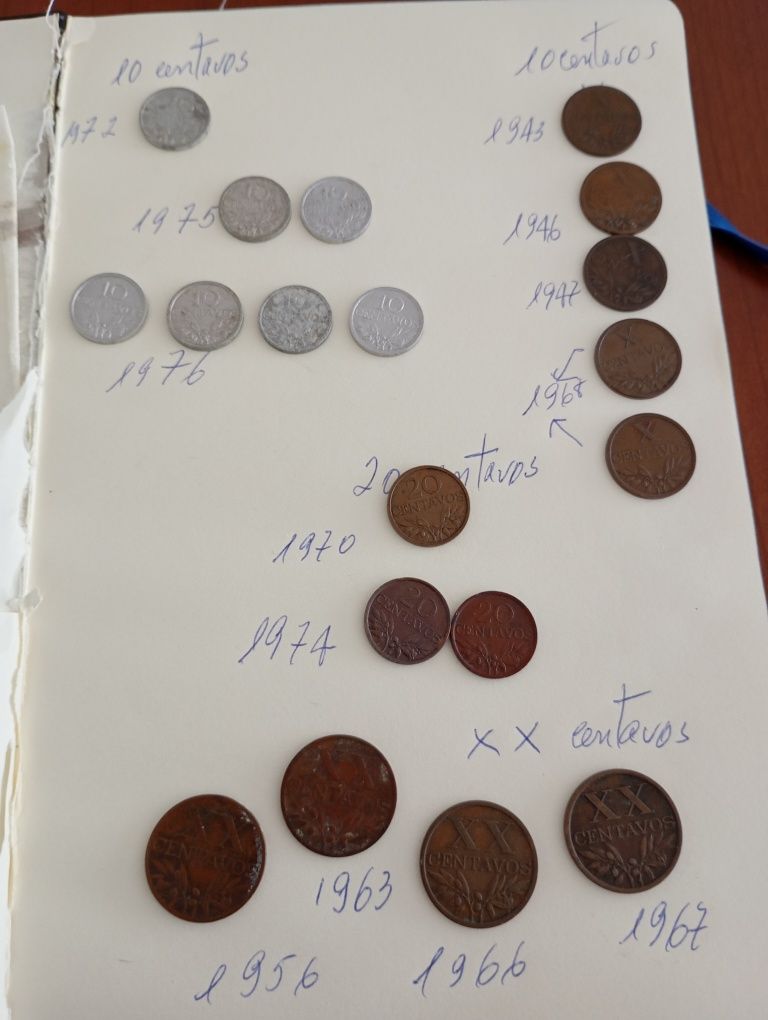 Moedas antigas 10 e 20 centavos