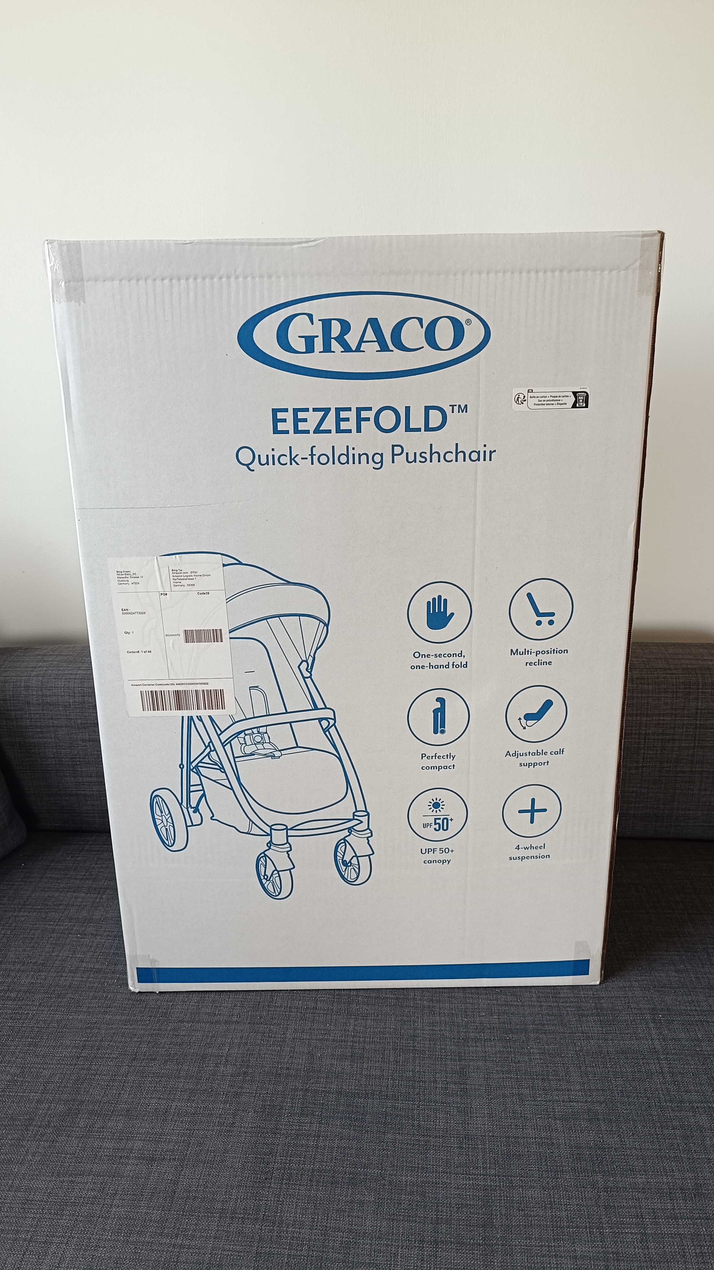 Nowy wózek spacerowy Graco EeZeFold 0-3 lat (0-15 kg), szary, grey