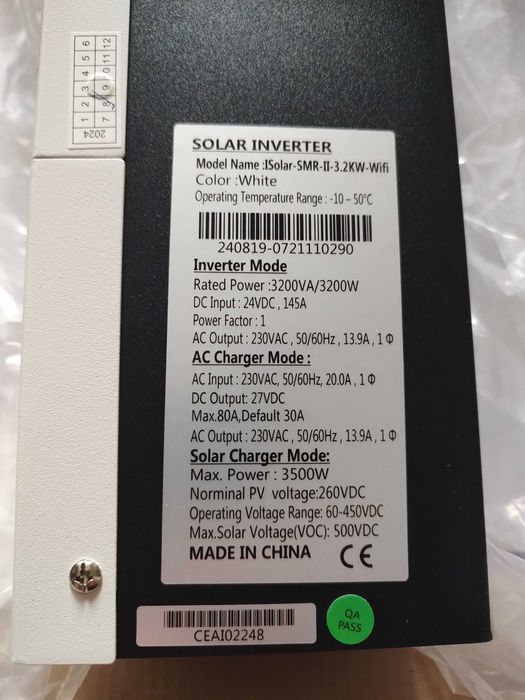 Гибридный солнечный инвертор EASUN 24V 3.2KW-WiFi Заряд 80А 48v 6KW