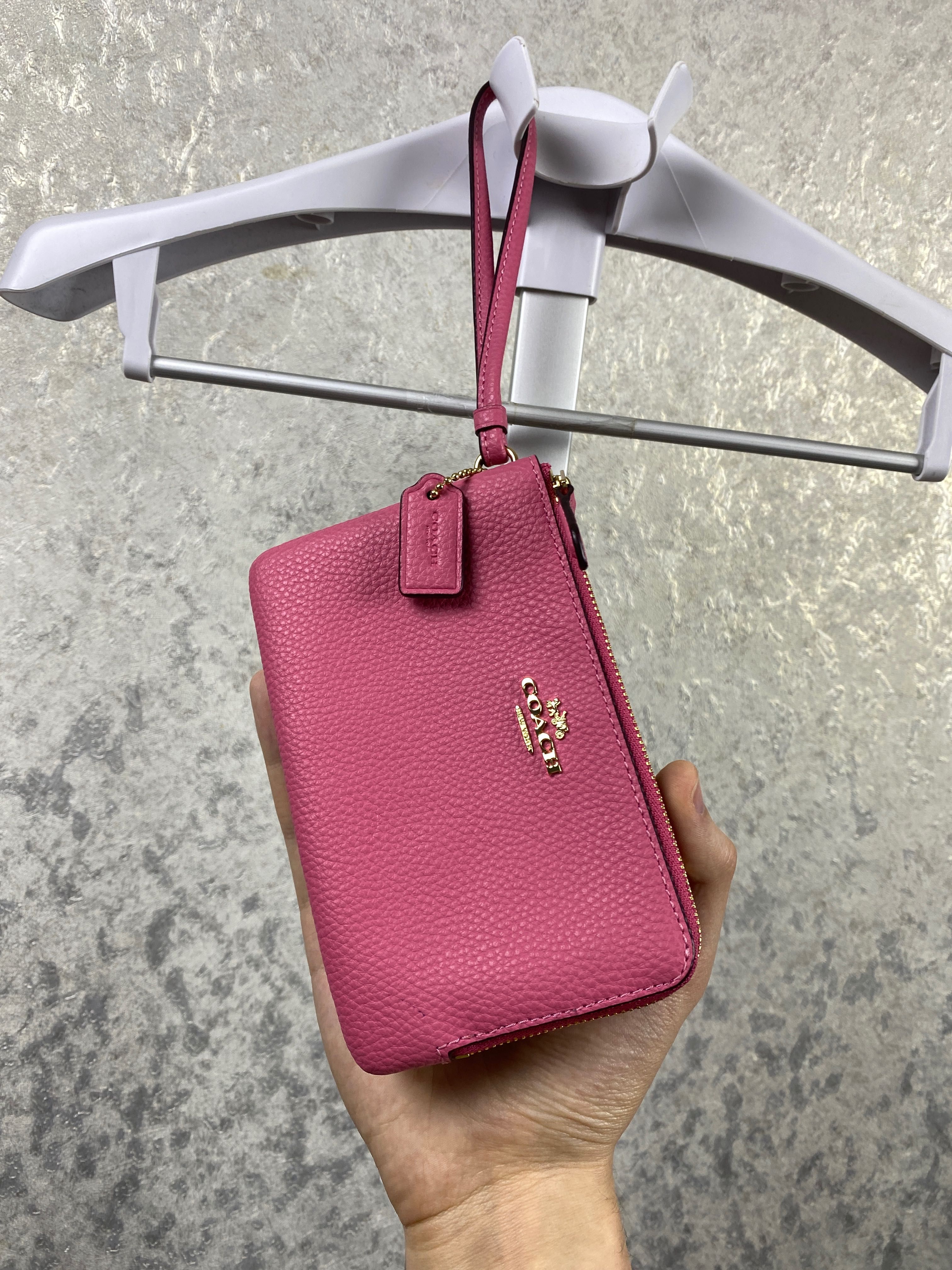 Женский кожаный кошелек/клатч Coach Double Corner Zip Wristlet