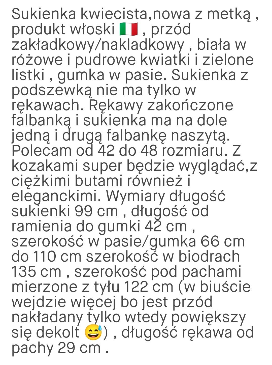 Sukienka, codzienna, cieniutka z podszewką do 48 rozmiaru.