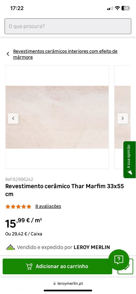 2 caixas Revestimento cerâmico Geotiles Thar Marfil 33x55 cm