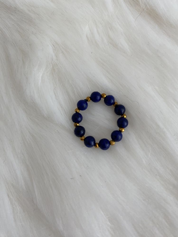 Pierścionek z kamieni- lapis lazuli, spinel - rękodzieło