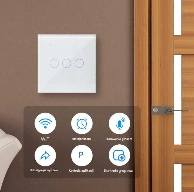 Inteligentny przełącznik światła WIFI biały 3-kanałowy KETOTEK