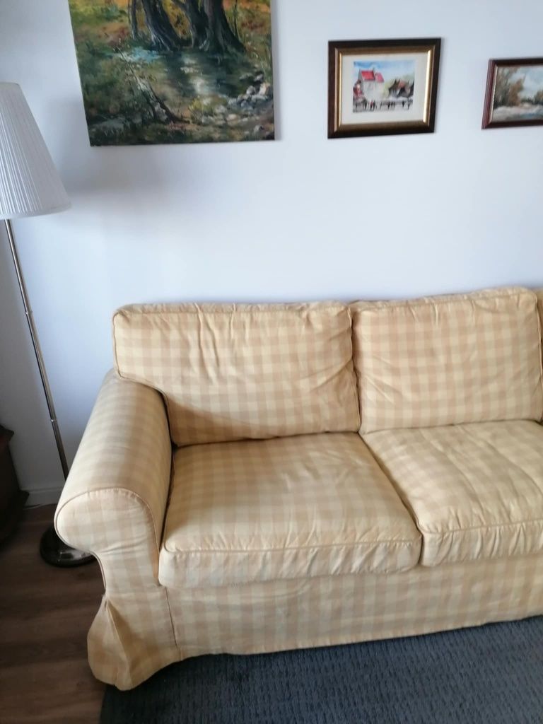 Ektorp sofa 3 os z podnóżkiem + 2 obicia