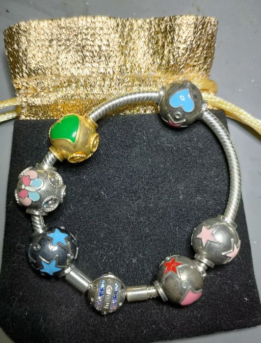 Pulseira com contas de Viana em prata 935 trabalhadas à mão