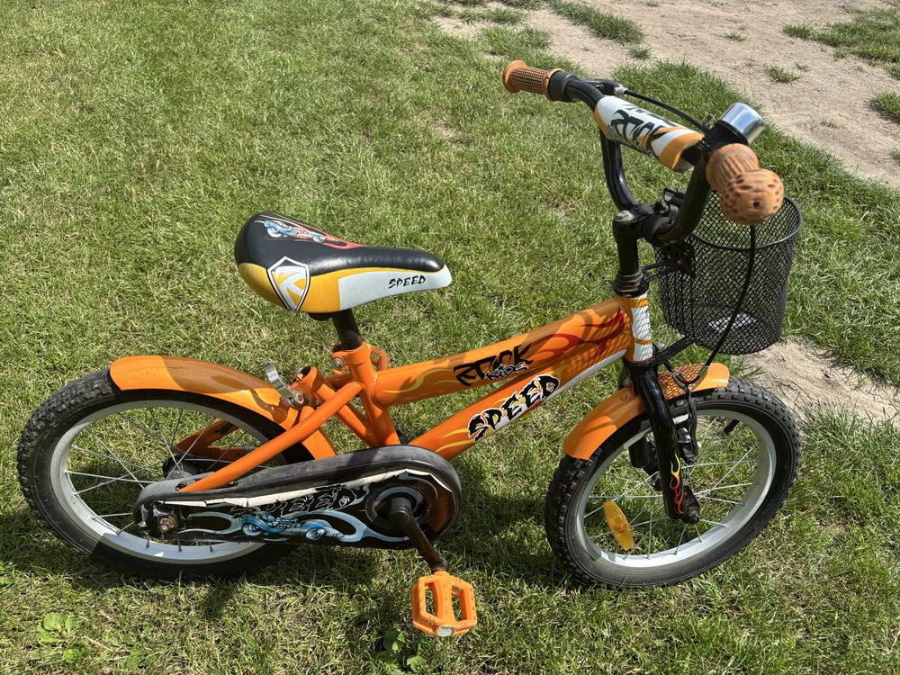 Rower dziecięcy 16” Rock Kids Speed – koszyk, kółka, kij