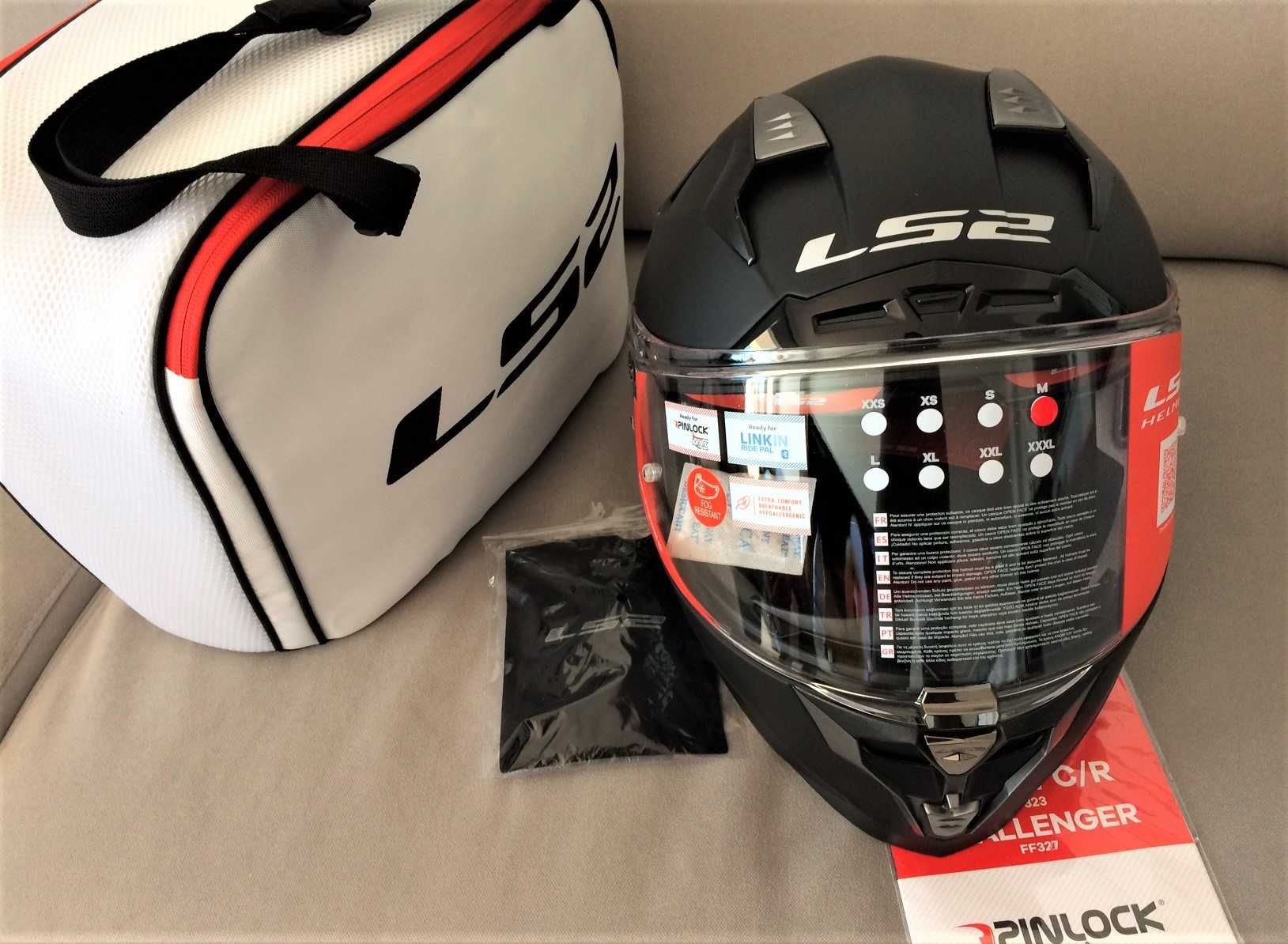 Capacete NOVO LS2 Challenger Carbon/Kevlr.Descon+EXTRAS. Tam S-M-L-XL