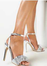 Sandały damskie srebrne -nowe
