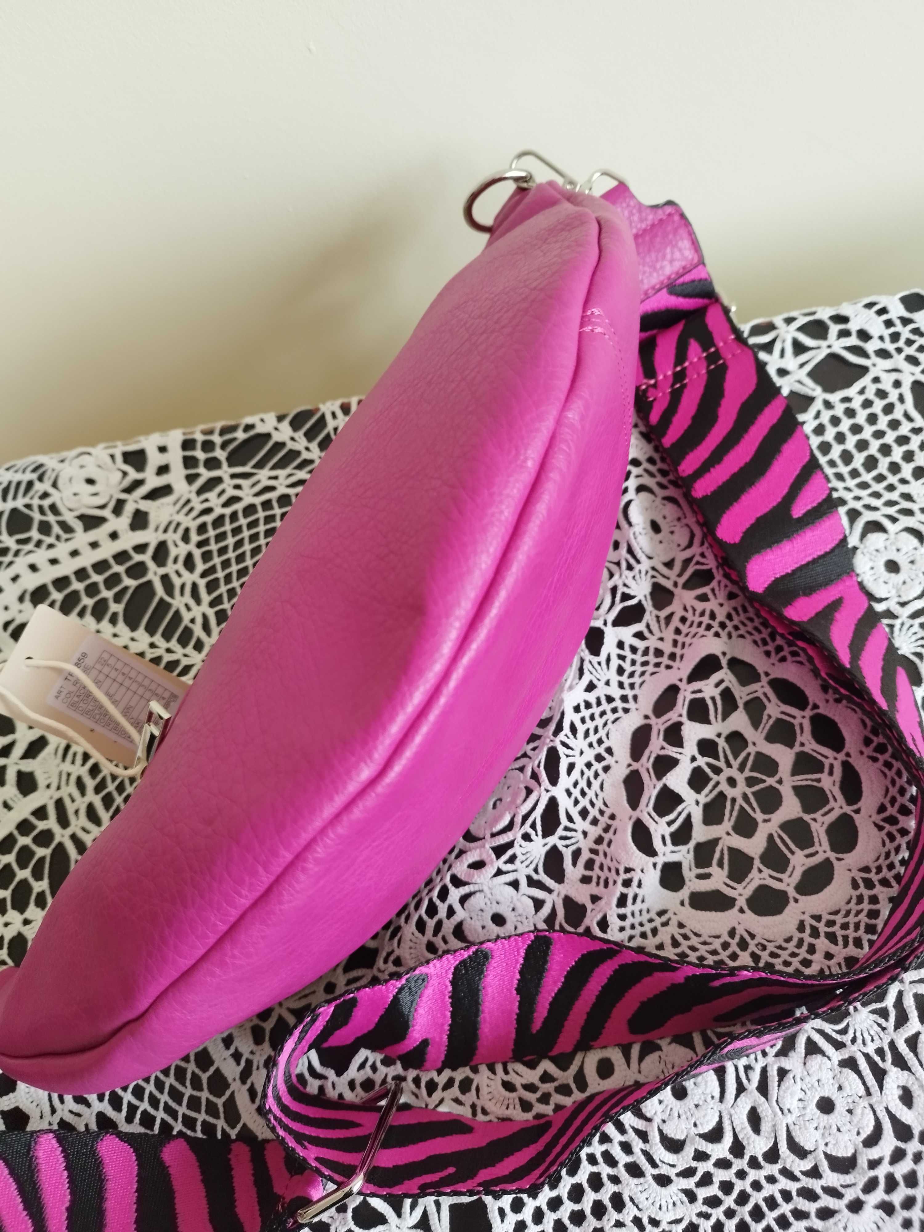 %_Magic BAGS_torebka / nerka_duża_dwa paski - fuksja