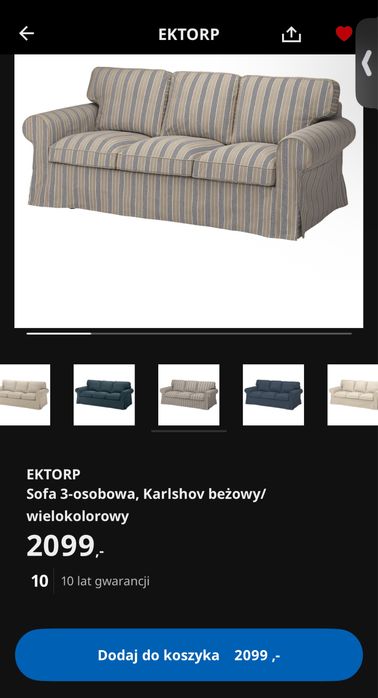 Kanapa ikea EKTROP trzyosobiwa