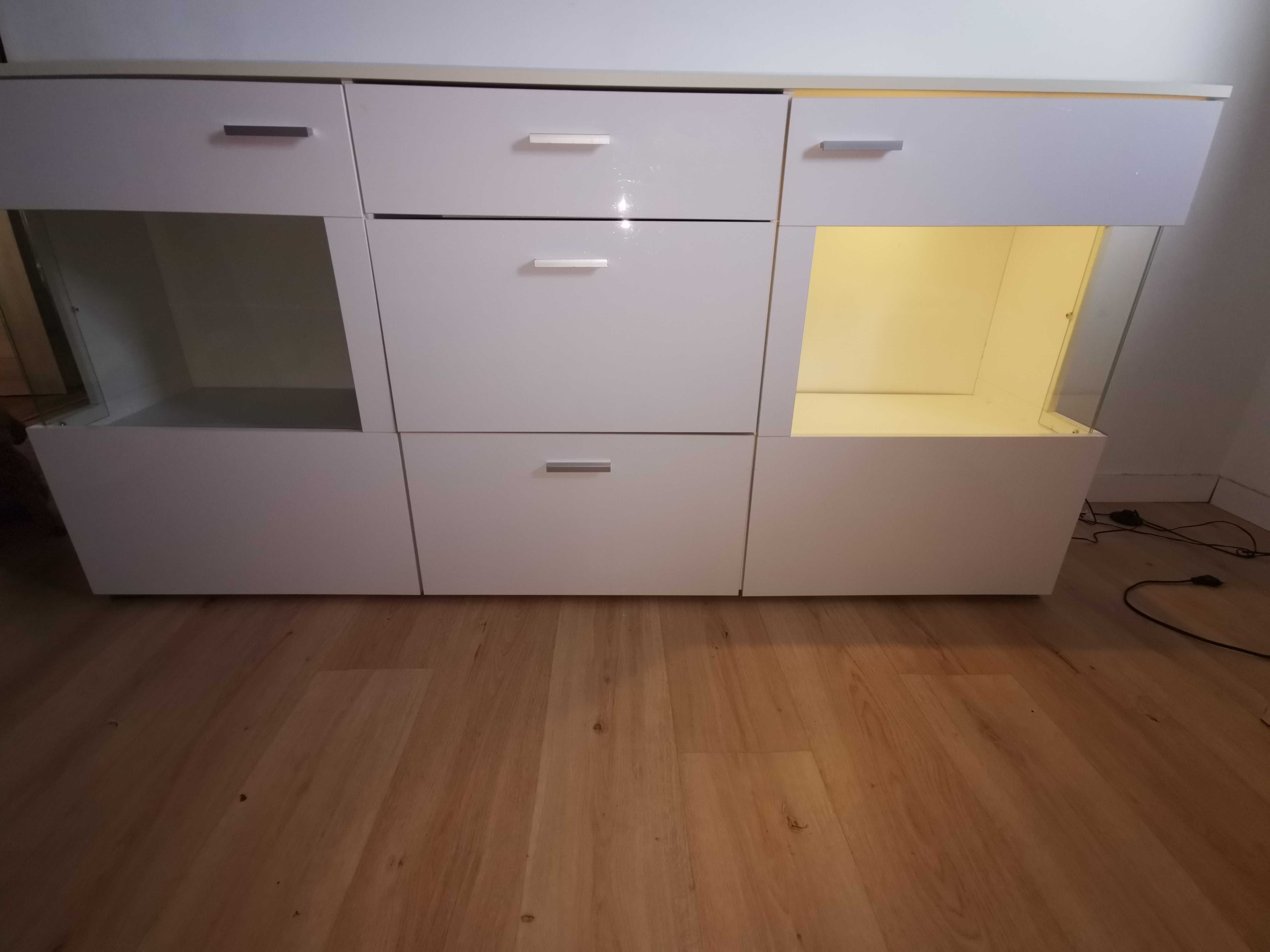 Komoda biała led połysk