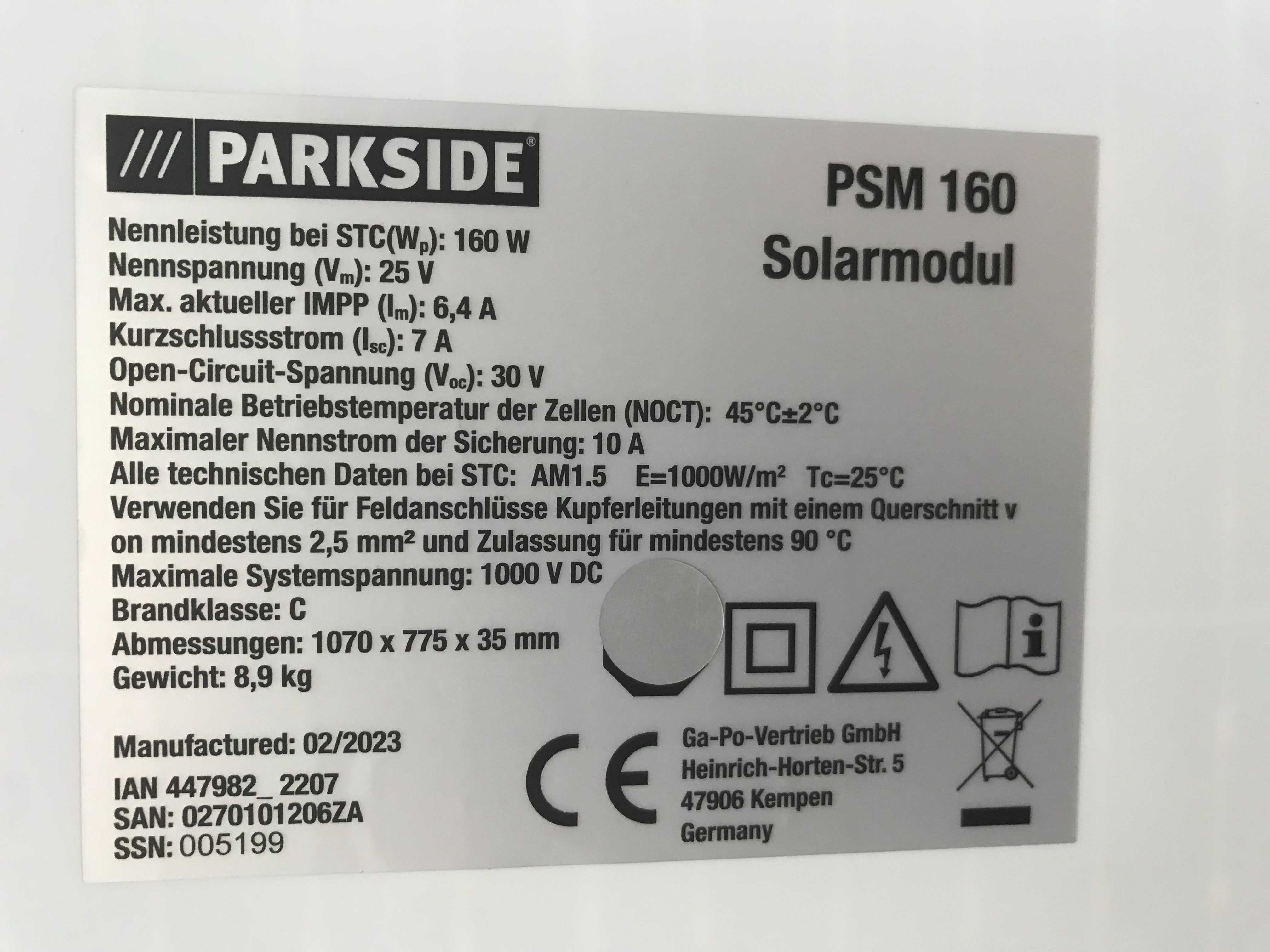 Сонячна електростанція PARKSIDE PBKW 300 A1 + контролер 12v