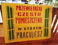 Przewietrzaj często pomieszczenie - oryginalna tablica z czasów PRL