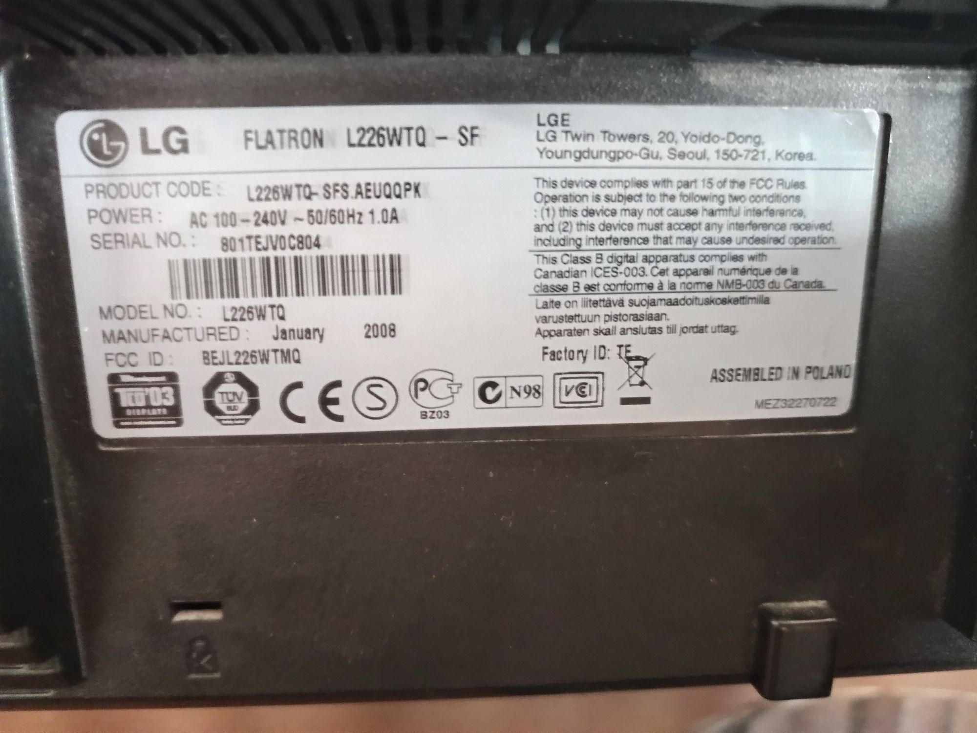 Monitor LG do komputera