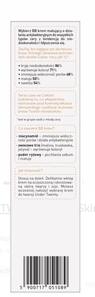 Krem matujący BB under twenty 01 Light