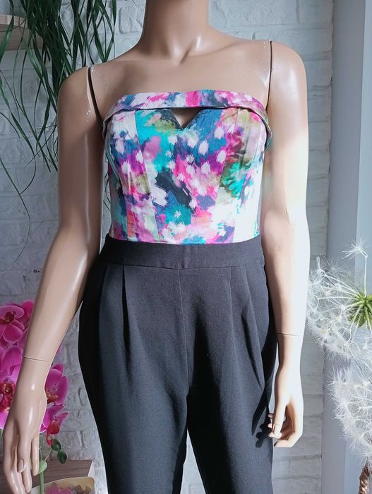 Kombinezon damski bez rękawów M/10/38 czarno-kolorowy