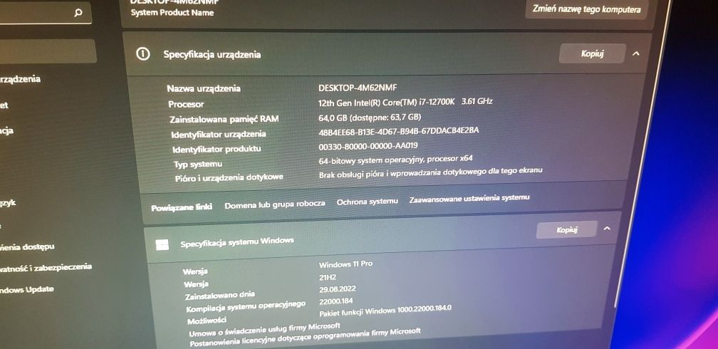 Koputer i7-12700k 64gb 1tb ssd RTX 3060 12gb