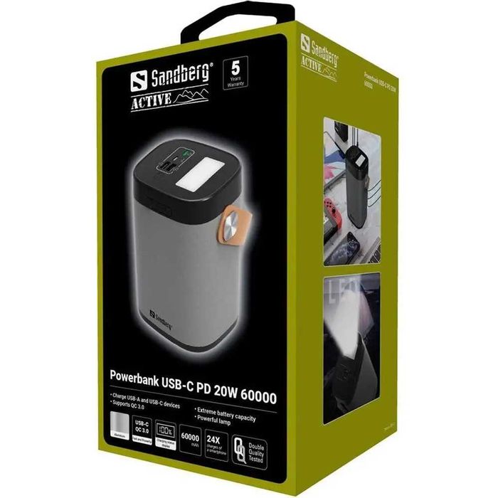 Новый PowerBank УМБ Sandberg USB-C PD 20W 60000 мАч