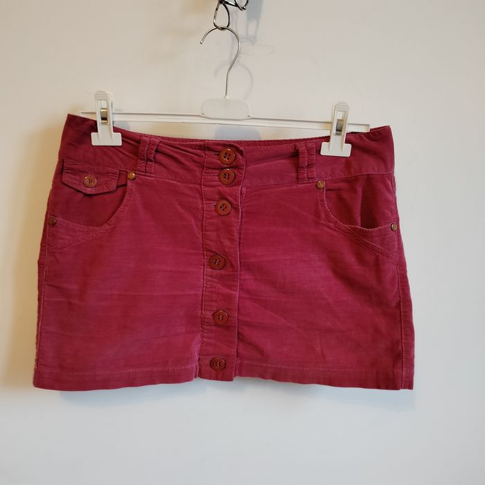 Różowa sztruksowa spódniczka mini