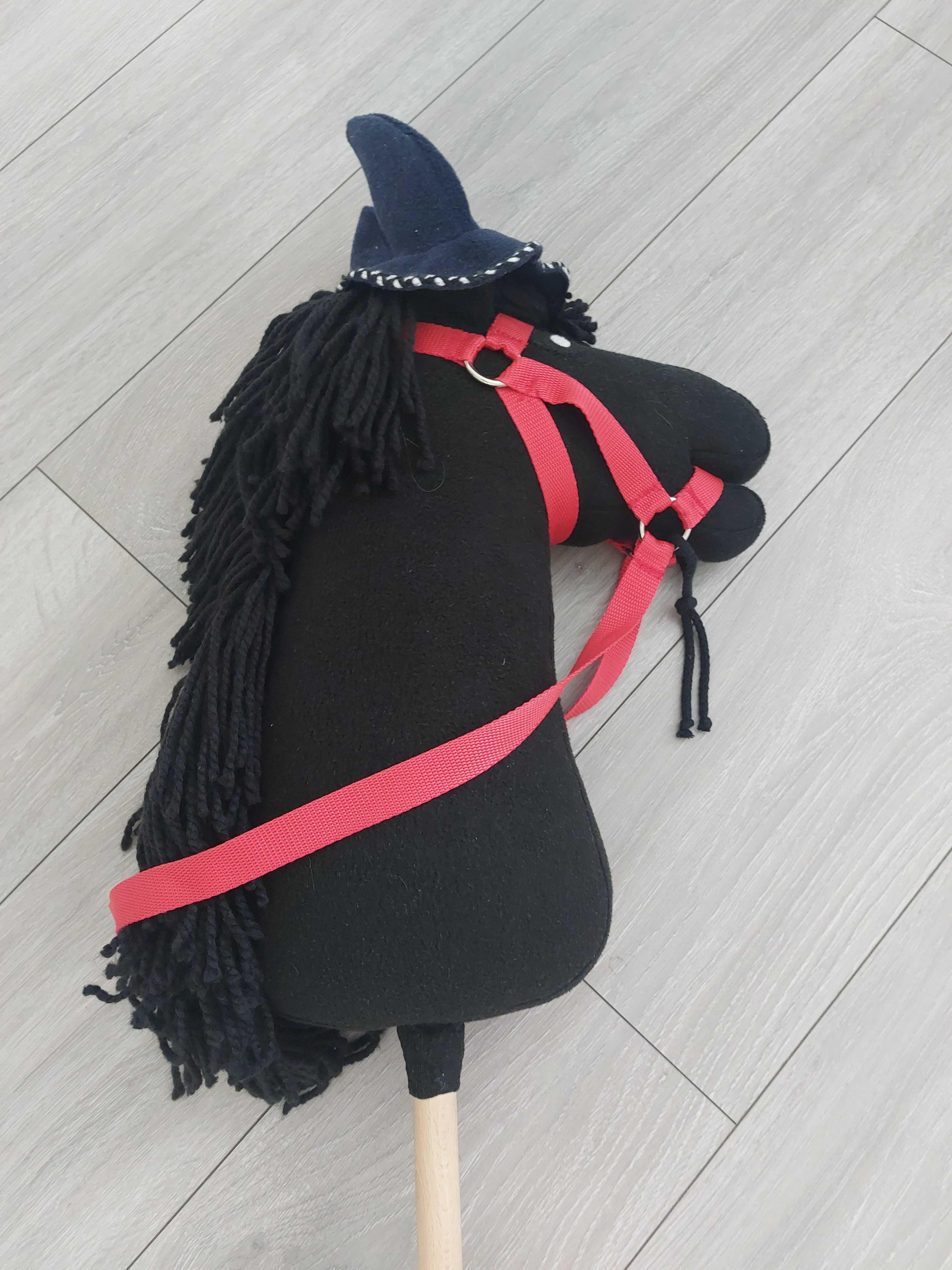 Hobby horse koń konik na kiju kijku nauszniki duży czarny kary