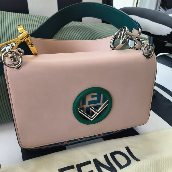 Double leather logo fendi bag