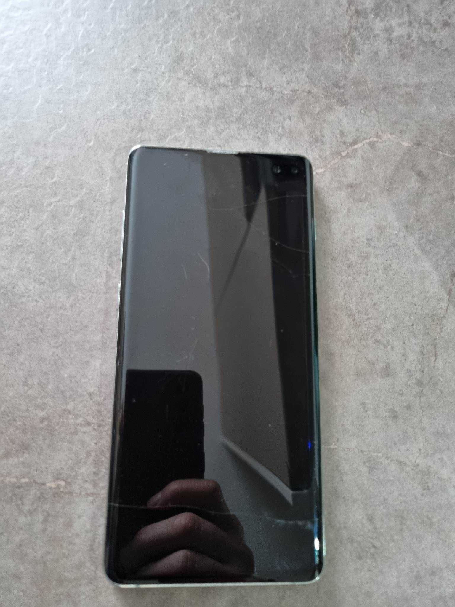 Samsung galaxy s10 plus telefon z rozbitą szybką, sprawny, działający