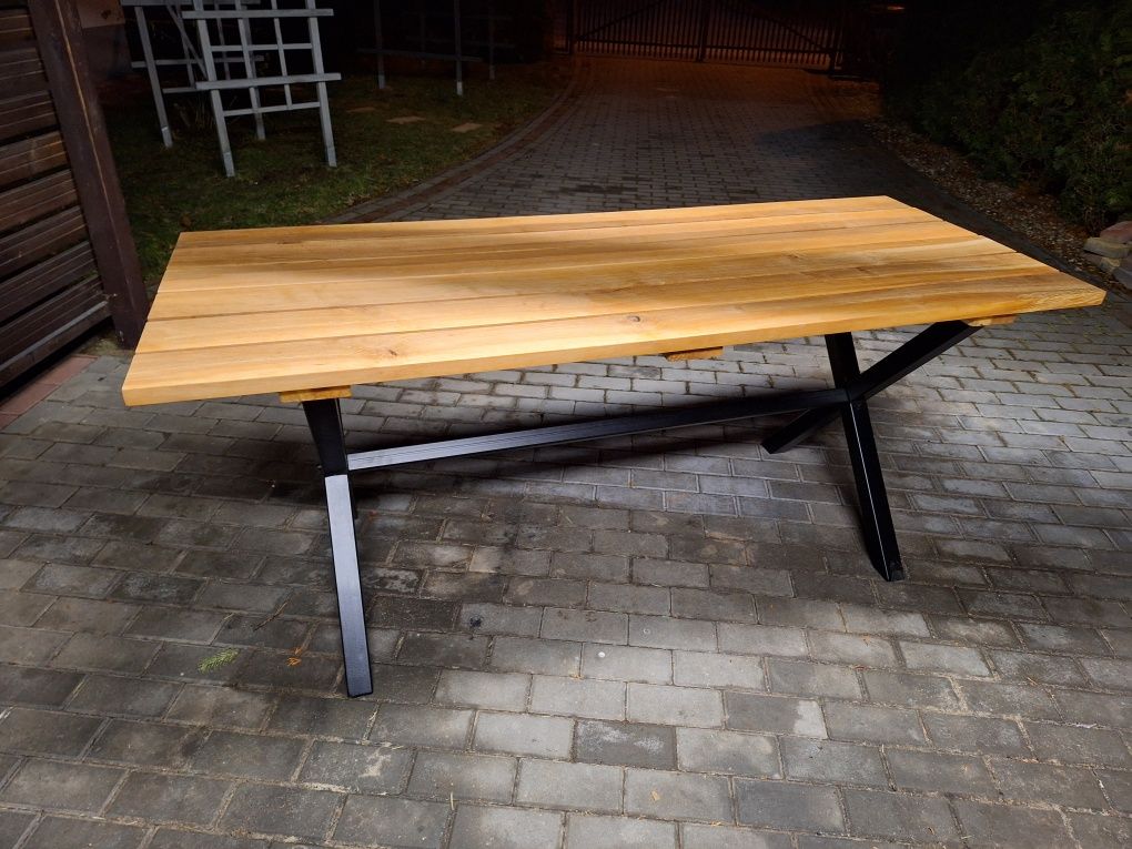 Stół ogrodowy drewno, metal ( 2 szt.)