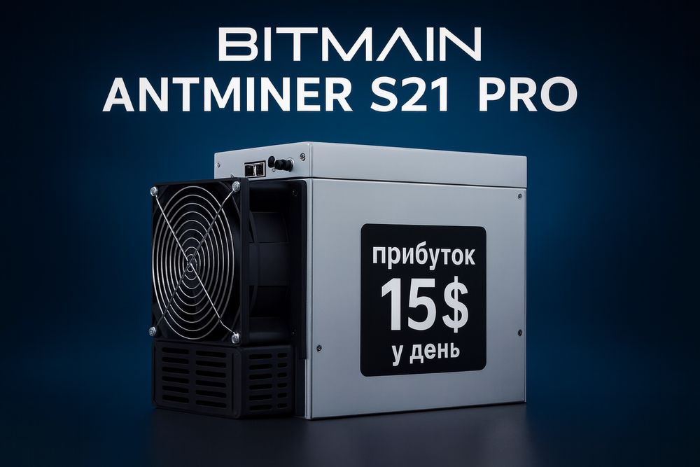 Асик Antminer S21 Pro 245 Th/s – ‼️ОБМЕЖЕНА КІЛЬКІСТЬ ‼️Майнер Крипти