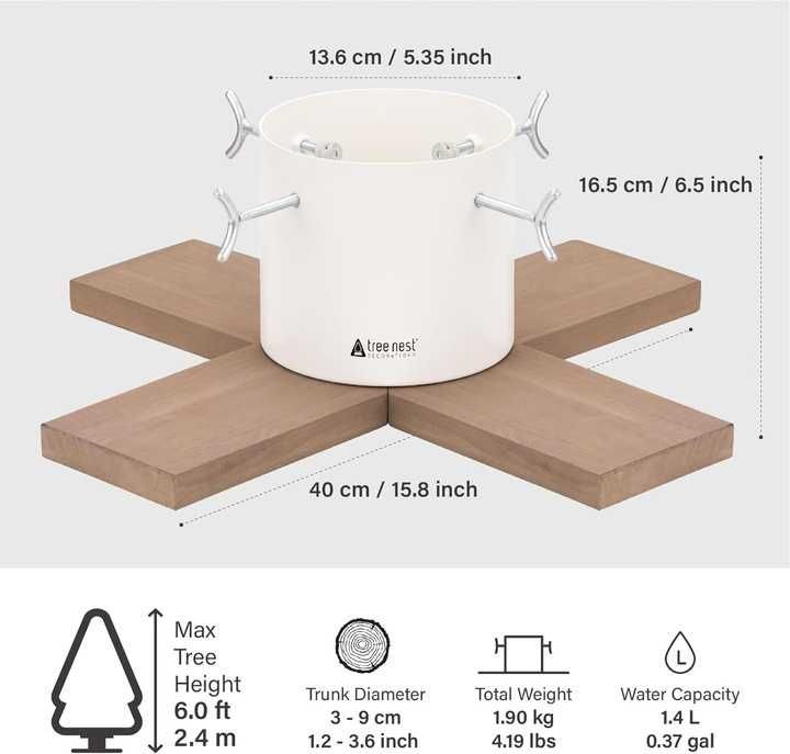 Tree Nest Podstawa stojaka na choinkę, metalowy stojak biały
