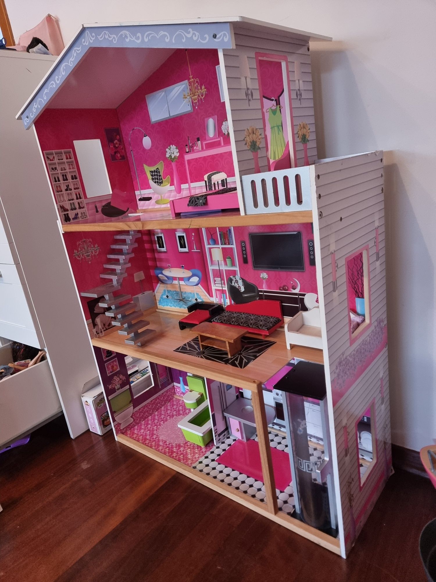 Domek Barbie EcoToys Malibu Residence z windą – 115 cm