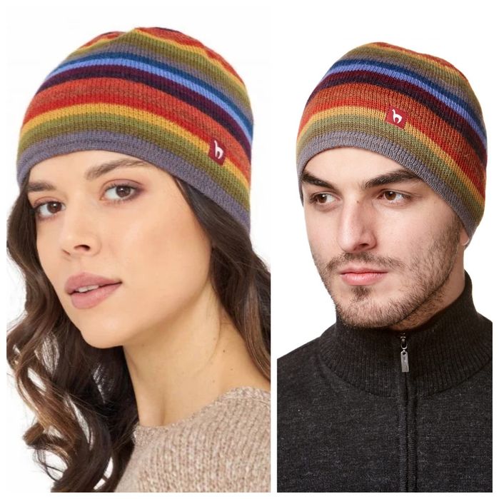 Тепла вязана шапка з вовни альпаки Arco Iris Alpaca wool. М (51-57см)
