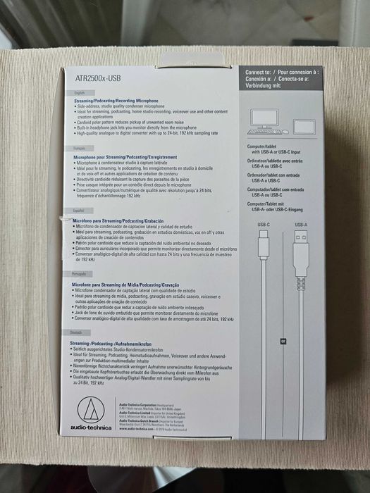 Microfone Audio-Technica 2500x-USB e Suporte de Microfone Ajustável