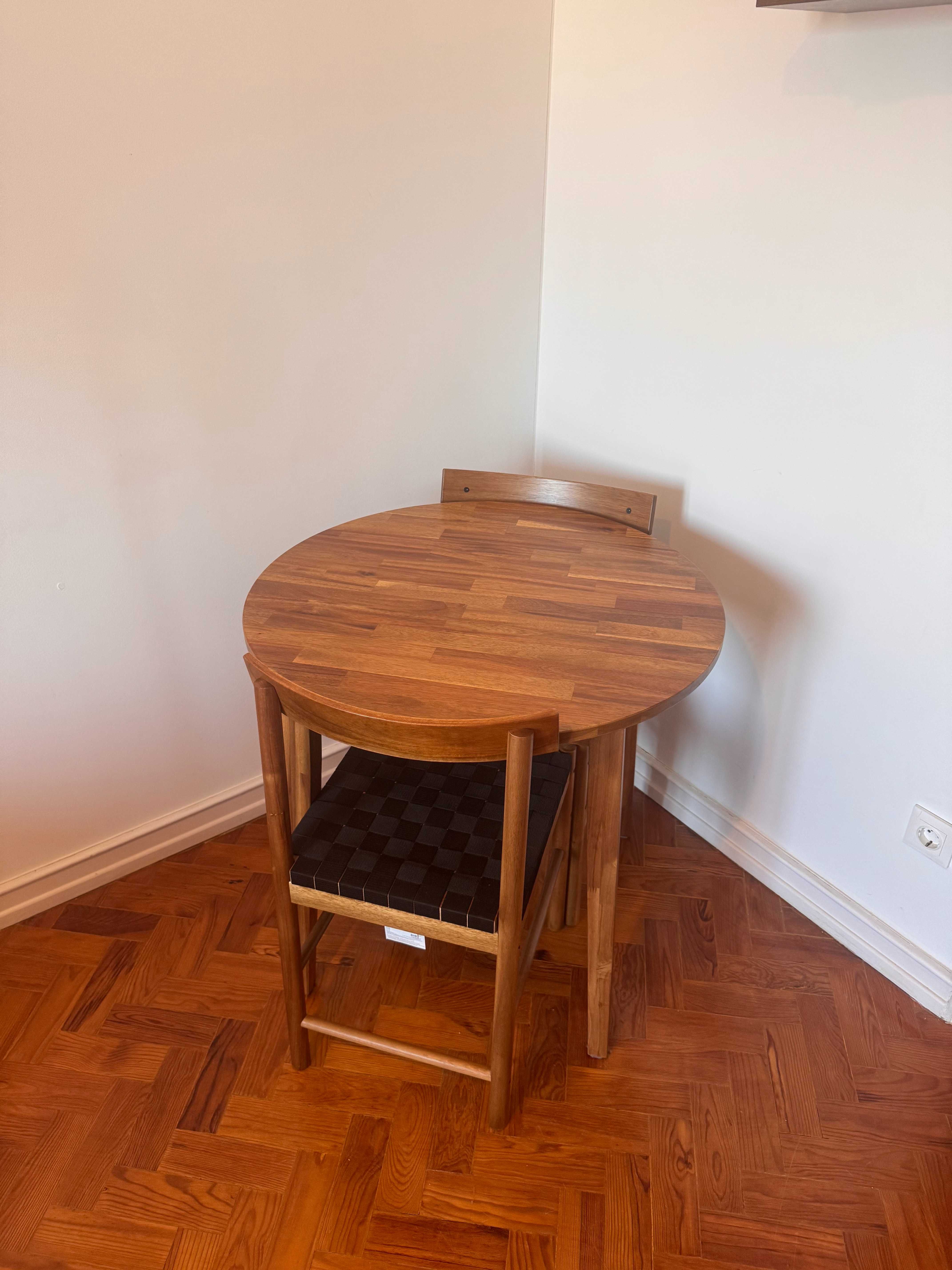 Acacia Wood Round Table + 2 Chairs – IKEA