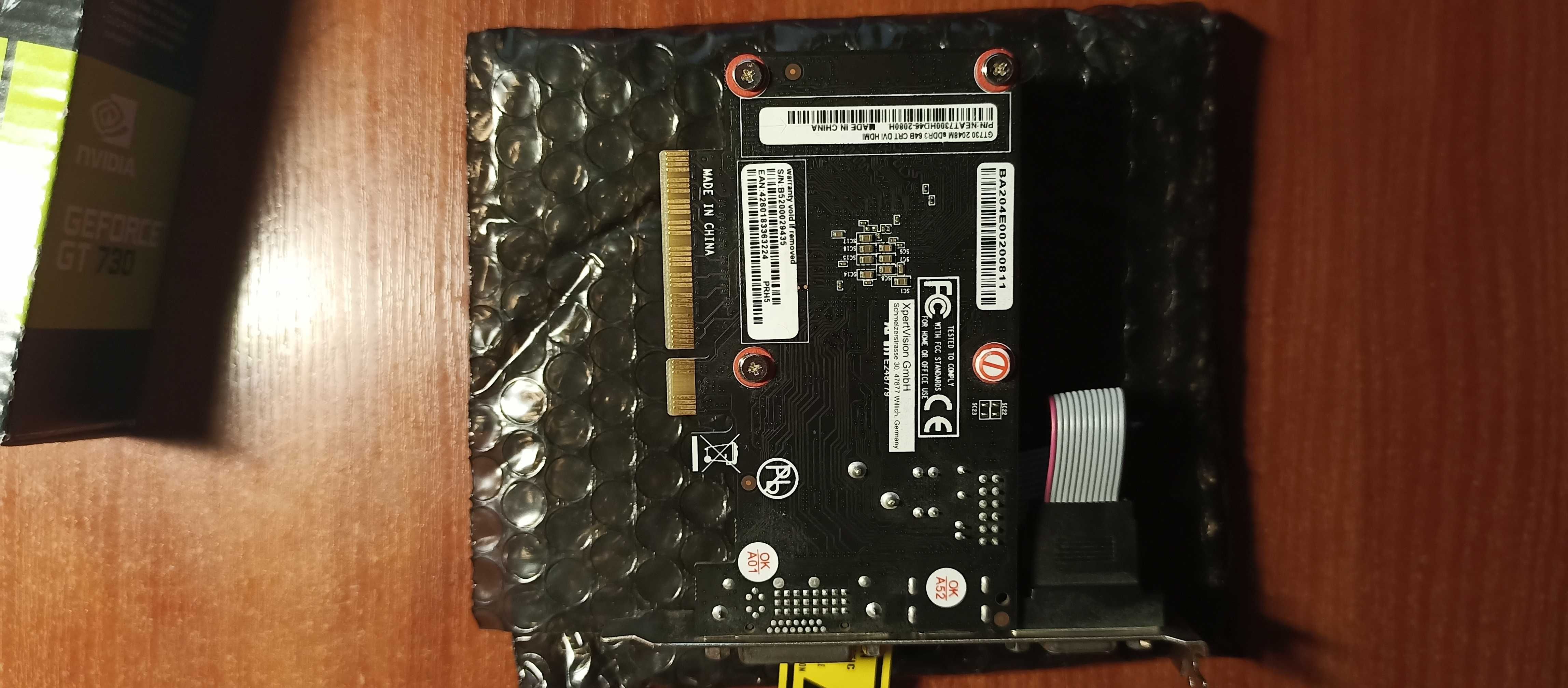 Видеокарта Gainward GeForce GT-730 (2048mb/64bit)+коробка,  документы.