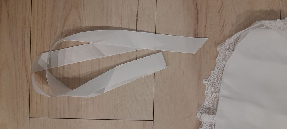 Nowa sukienka koronkowa na chrzest 3-6, 62-68 rękaw haft koronka