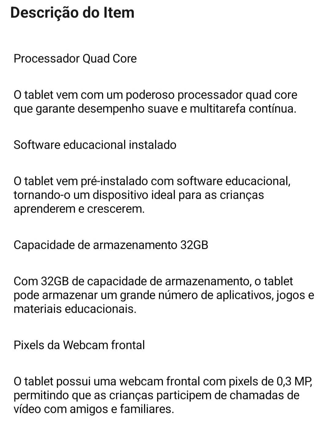 Tablet criança novo