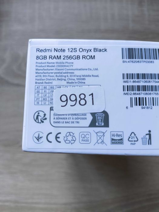 Telefon komórkowy Xiaomi Redmi Note 12 S 8/256 NFC sprawny + Gratisy!