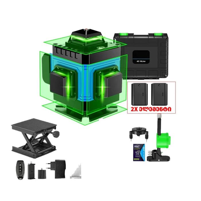 Лазерний рівень на 16 пормінів Laser на 2 акумулятори